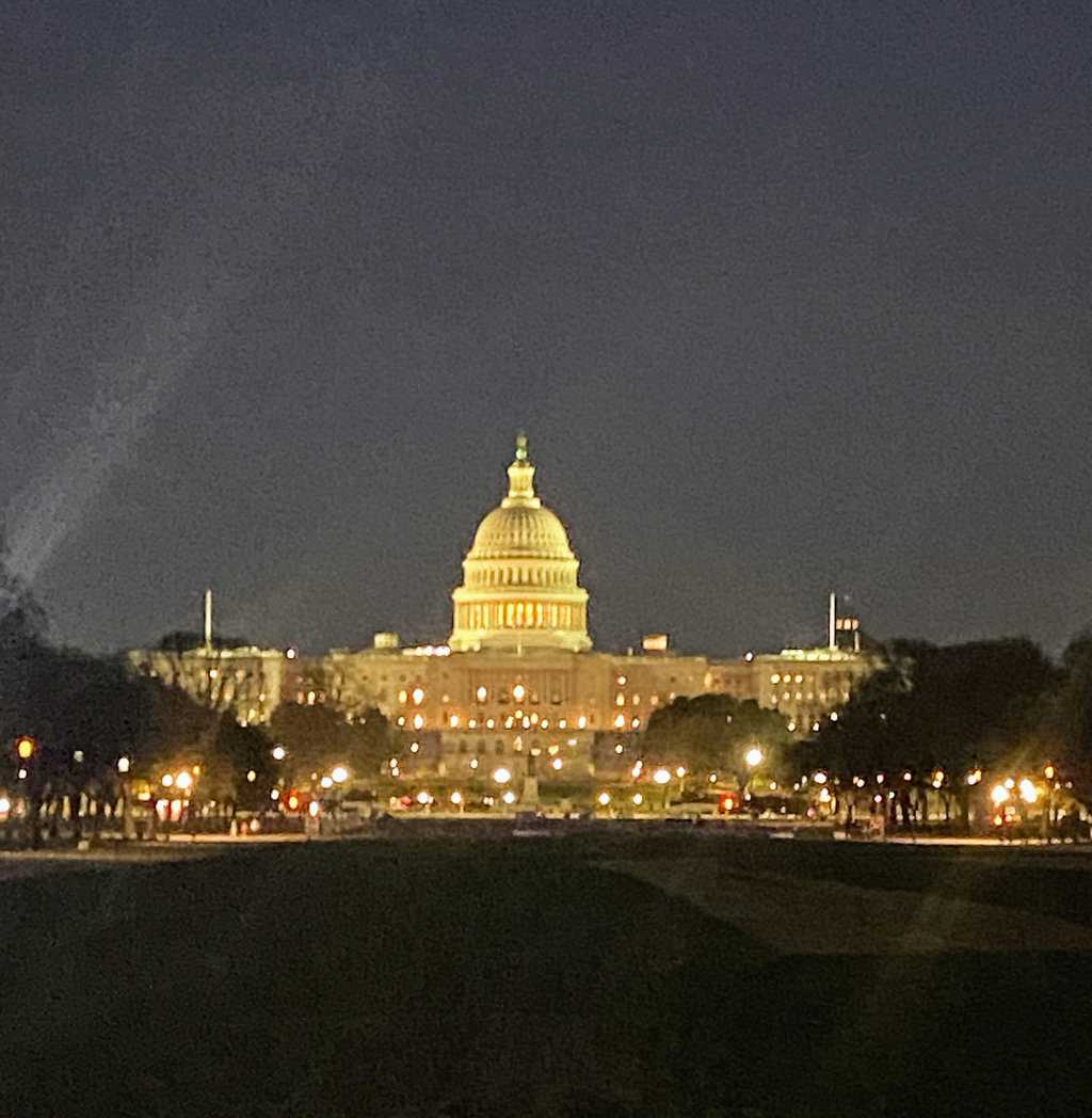 Capitol Building in Washington DC lit up at night