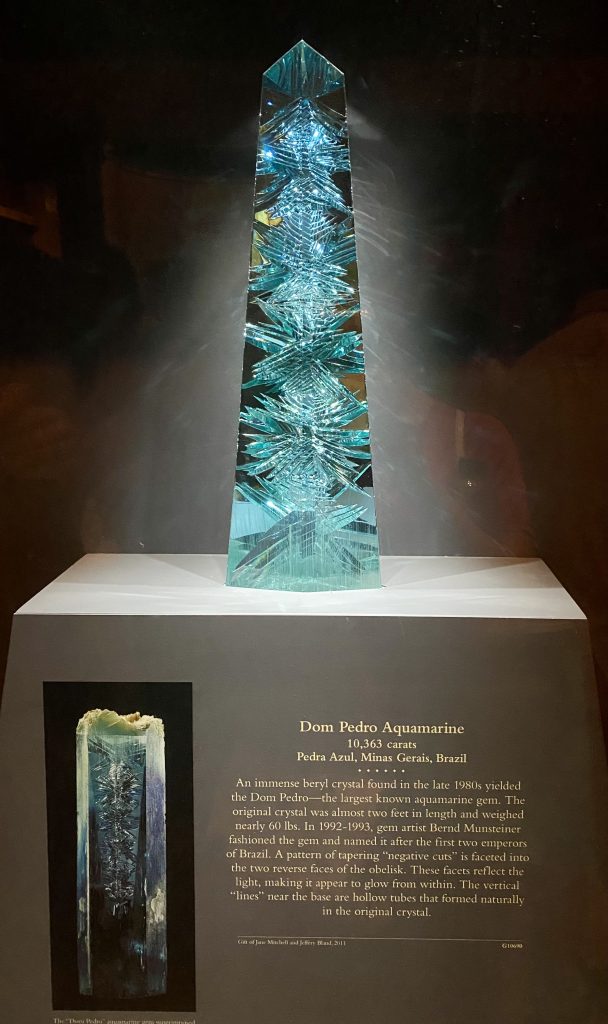 The Dom Pedro Aquamarine, 10,363 carats, from Brazil on display at the Natural History Museum