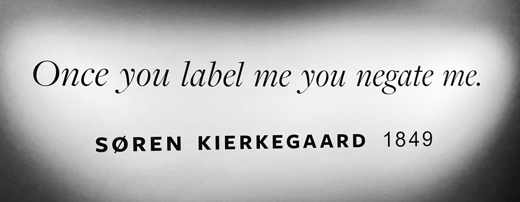 Quote "Once you label me you negate me" Soren Kierkegaard 1849