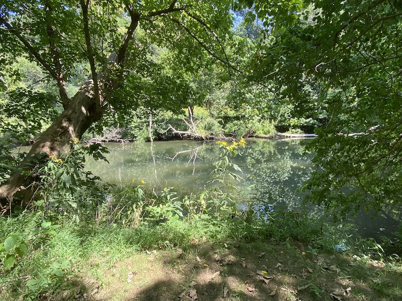 Hiking trail along Antietam Creek at Antietam National Battlefield in Maryland